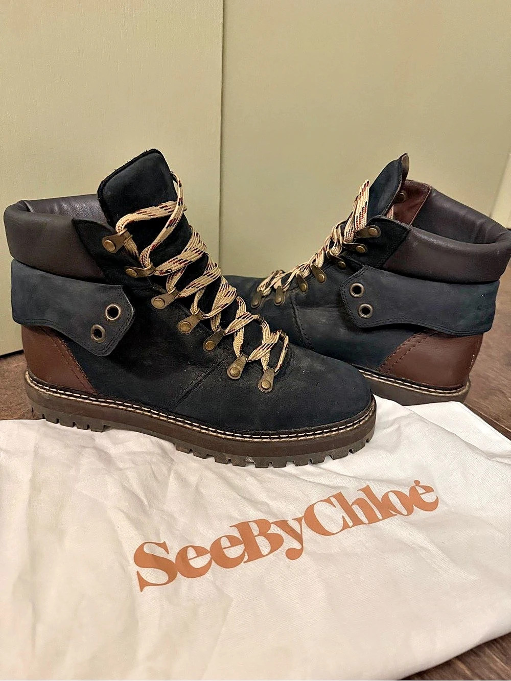 See by Chloé Eileen Hiking Boots in Black & Brown